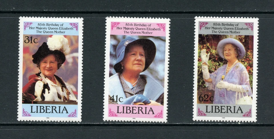 J897 Liberia 1985 Reina Madre 3v.    MNH Foto 1 de 1