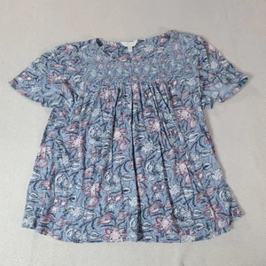 Camicia Lucky Brand donna grande blu floreale paisley boho contadina sciolta floreale top - Foto 1 di 9