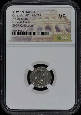 Caracalla, AD 198-217 ROMAN EMPIRE AR Denarius NGC VF20 - Image 1 of 2