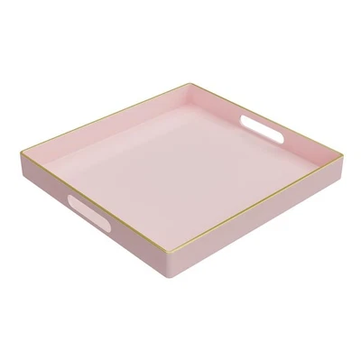 Decorative Tray, Pink Serving Tray with Handles, Coffee Table Trays, Square P... - Image 1 of 4