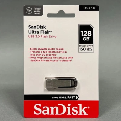 SEALED NEW SanDisk 128GB Ultra Flair USB 3.0 Flash Drive - SDCZ73-128G-G46 - Image 1 of 3