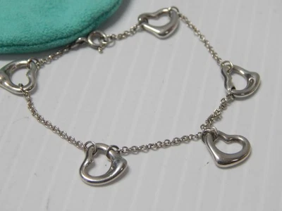 BRAZALETE ELEGANTE RARO TIFFANY PLATA ESTERLINA CORAZÓN DIJE - ¡REGALO EXTRA BONITO! Foto 1 de 4