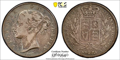 Silver 1847 Great Britain Crown   PCGS VF-20  Young Head    SN7375 - Image 1 of 4