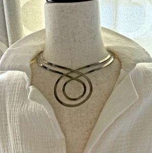 City Gypsies Statement Silver Coiled Collar Necklace Swirl Bohemian Wearable Art - Picture 1 of 7