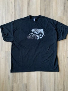 TROUT HUNTER T-Shirt flyfishing Brook Brown Rainbow Golden Gildan NWOT 2XL eUC - Picture 1 of 6