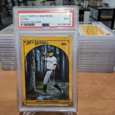2023 Topps Bob Ross Joy of Baseball Ichiro Suzuki Indian Yellow/25 PSA 9 Foto 1 de 2