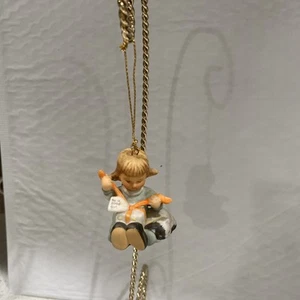 Little Gift Wrapper Berta Hummel Christmas Ornament Goebel 1997 Cat Asleep Girl - Picture 1 of 5