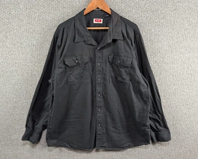 WRANGLER Comfort Flex Men's Solid Black Denim Outdoor Worker Button Shirt 2XL - Image 1 of 4