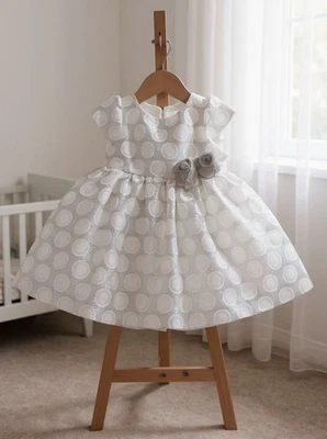 Marmellata White Dress Silver  Dot Size 6-9M - Image 1 of 4
