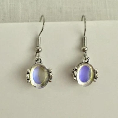 Blue Opal Silver Plated Earrings Ethereal Boho Mermaidcore Angelcore Jewelry - Image 1 of 4