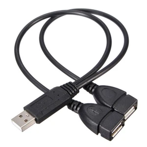 USB 2.0 A Male To 2 Dual Female Jack Y Splitter Hub Adapter Power♘ K6V0 - Picture 1 of 8