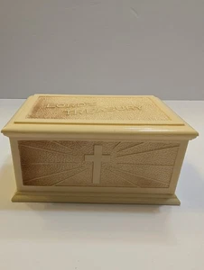 Caja religiosa de colección Lord's Treasuary tapa con bisagras ofrenda diezmos - Imagen 1 de 11