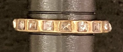 Vintage Lia Sophia Ring Antique Gold Tone Band White Gems Size 7 - Image 1 of 4