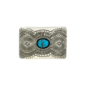 Shirley Skeets, Buckle, Nevada Blue Turquoise, Navajo, 2" - Picture 1 of 3