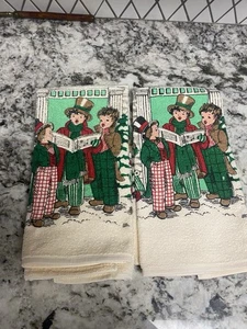 Set Canti Natalizi Vintage Asciugamani U.S.A. 100% Cotone - Foto 1 di 13
