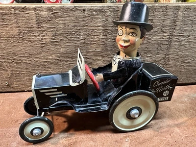 Buggy de gasolina vintage Marx Tin Litho Windup Charlie McCarthy 1938 (¡¡BONITO!!!) Foto 1 de 4