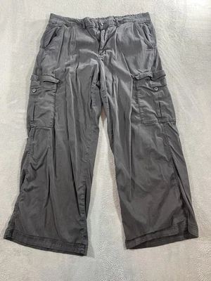 American Eagle Cargo Pants Womens 18 Charcoal Mid-Rise Baggy Wide Leg Stretch - Image 1 of 4