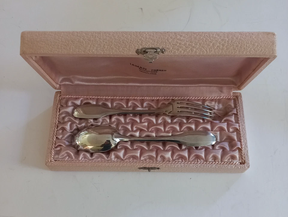 Couvert Enfant en Argent Massif ~ Minerve ~ Avec son coffret - Photo 1/4