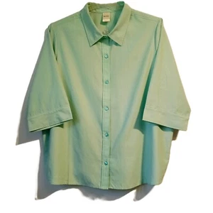 Blusa Blair Para Mujer 3X Verde Menta Manga 3/4 Talla Grande Botón Delantero Nueva Sin Etiquetas - Imagen 1 de 7