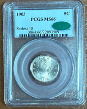 1903 P Liberty "V" Nickel 5C PCGS & CAC MS66 - Green Sticker!