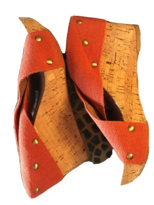 "Cuñas de corcho Lucky Brand 8 LK Miller naranja 4"" tacones ojales divertidos lindos verano"  Foto 1 de 4