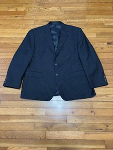 Chaps Ralph Lauren Mens Blazer Jacket Sz 44S Black Wool Pinstriped Sport Coat - Picture 1 of 6