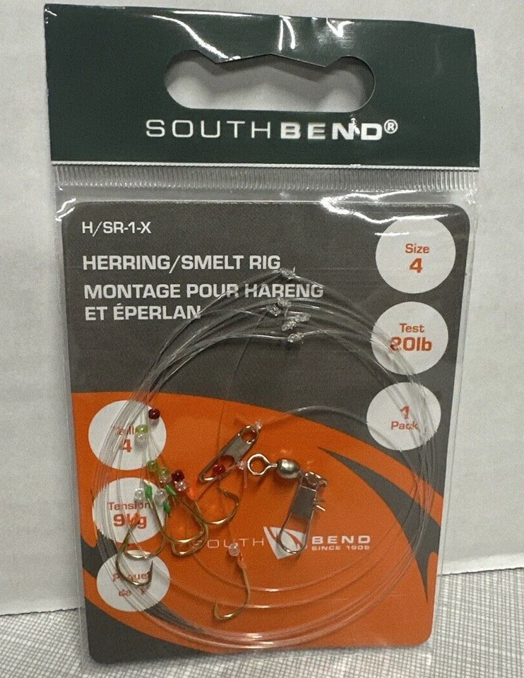 4 Packs - South Bend Herring/Smelt Rig H/SR-1-X, Size 4, 20lb test - Image 1 of 3