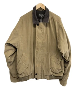 Eddie Bauer Jacket Size Tall Large Insulated Bomber Leather Collar Outdoors VTG - Picture 1 of 8
