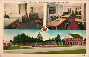 Camellia Courts, Inc., One Mile South of Jesup GA Georgia US 301 Linen Postcard - Picture 1 of 2