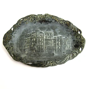 Vintage State Capitol Indianapolis Indiana Metal Souvenir Tray Made Japan RARE - Imagen 1 de 12