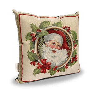 Cuscino natalizio addobbi decori Maestri Cotonieri stampa Babbo Natale 5599 - Picture 1 of 2