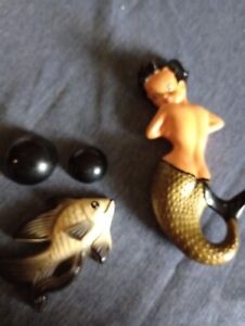 VINTAGE MERMAID, FISH AND BUBBLES WALL PLAQUES