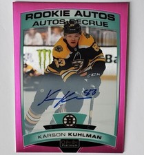 KARSON KUHLMAN 2019-20 O-Pee-Chee Platinum Rookie Autos #R-KK Matte Pink /99
