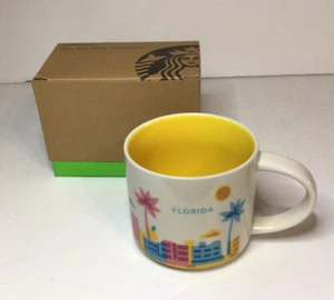 Starbucks Florida You Are Here Mug Cup 14 Oz 2015 Ceramic Flamingo Palm Trees - Picture 1 of 12