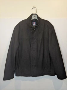 Men's Chaps Wool Black Full Zip Quilt Lined Winter Coat Jacket, Size Medium - Picture 1 of 4