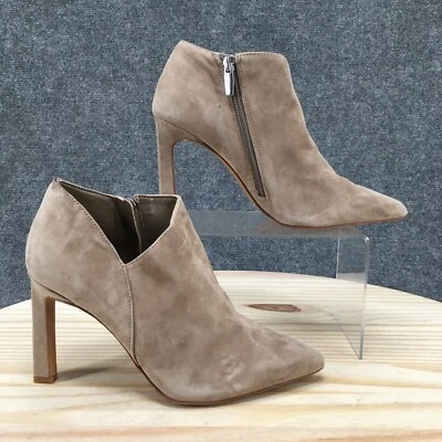 Vince Camuto Botas Mujer 7.5 M Botines Beige Gamuza Punta Cremallera Foto 1 de 4