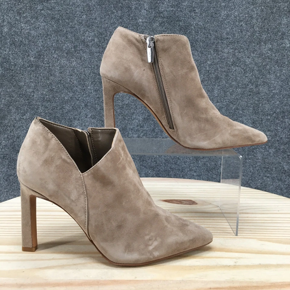 Vince Camuto Botas Mujer 7.5 M Botines Beige Gamuza Punta Cremallera Foto 1 de 4