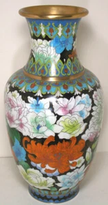 Bunte chinesische Cloisonné Vase Blumen Mitte 20. Jahrhundert - Bild 1 von 6