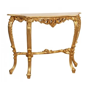 Biscottini Konsole Shabby Chic Kleiner Tisch Barocke Regalbrett Mobil Gold - Bild 1 von 10