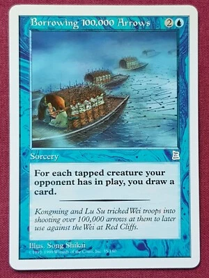 Magic The Gathering PORTAL THREE KINGDOMS BORROWING 100,000 ARROWS blue card MTG - Image 1 of 2