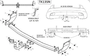 Barra de remolque automotriz Towtrust cuello de cisne para Kia Venga hatchback 2010 a 2020 - Imagen 1 de 8
