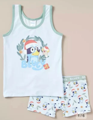Boys size 2-3 BLUEY Christmas GREEN singlet /trunk set sleepwear pjs NEW Fp 6333 - image 1 of 4