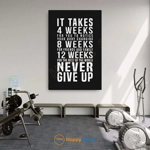 Gym Quote Wall Art 4-8-12 Weeks Rule Workout Room Fitness Home Gym Decor -P942 - Picture 1 of 16
