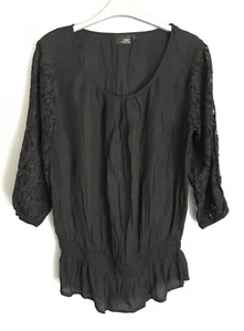 Next maternity 12 3/4 lace sleeve scoop neck viscose blouse black - Picture 1 of 5