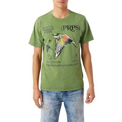PRPS Species Men's Flocked Graphic Tee T-Shirt Lime Green Authentic NEW L - Image 1 of 4