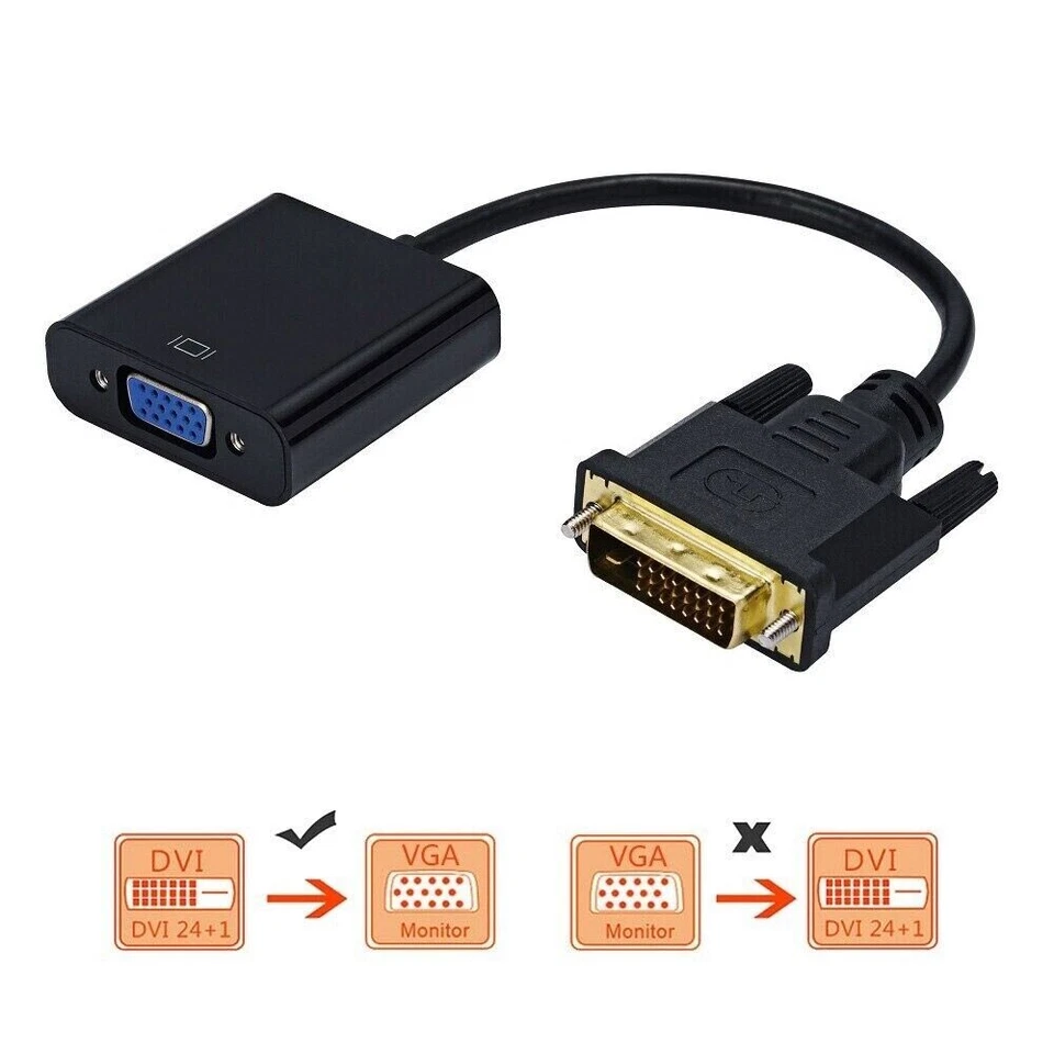 DVI Stecker VGA Buchse Adapter Digital Analog Konverter Kabel DVI-D 24+1 Stecker - Bild 1 von 4
