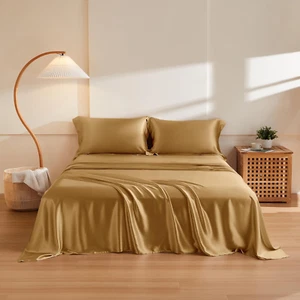 Silk Sheet Set 4 Pcs, 6A+ Top Grade 100% Natural Mulberry Silk Bed Sheets, Luxur - Picture 1 of 7