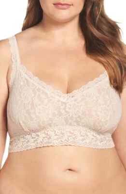 Bralette y calzoncillo francés Hanky Panky PLUS Chai beige firma encaje - 2X Foto 1 de 4