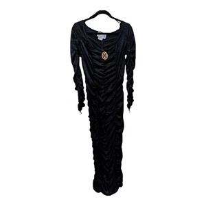 Charades Vintage Coffin Queen Witchygoth Crushed Velvet Maxi Dress Size Medium - Picture 1 of 7