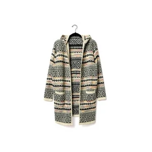 ADORA 2X Sweater Coat Duster Cardigan Hooded Open Front Aztec Bohemian Knit - Picture 1 of 6